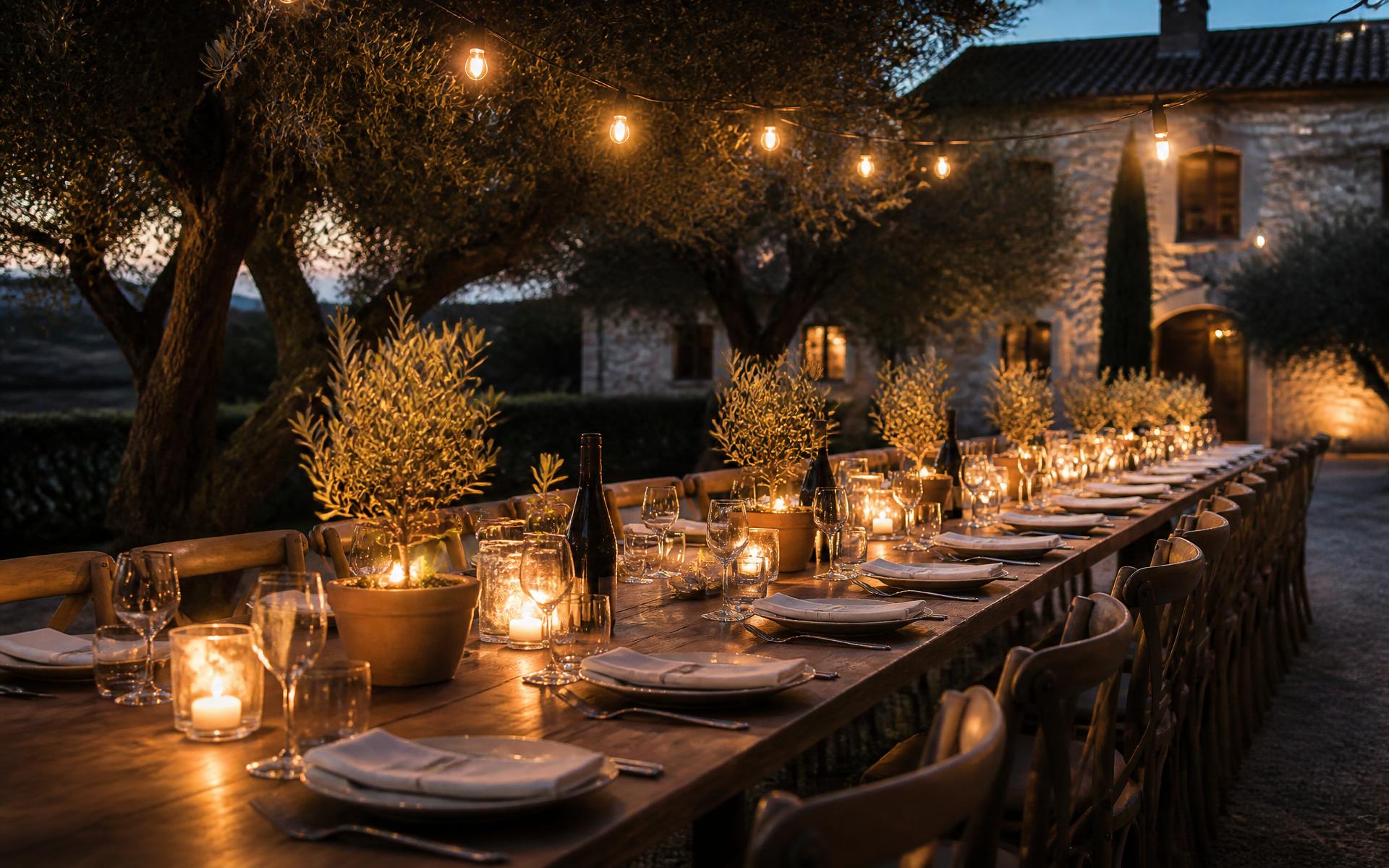 Table dressée dans un domaine provençal
