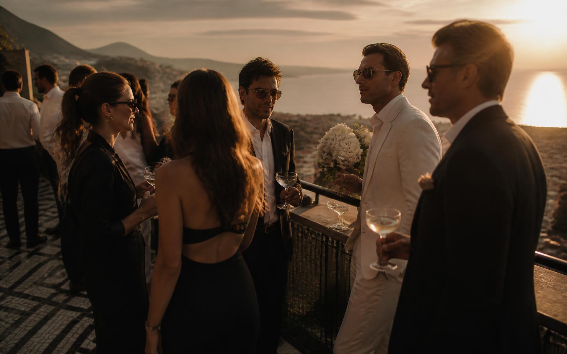 Afterwork élégant sur un rooftop de la Côte d'Azur au coucher du soleil
